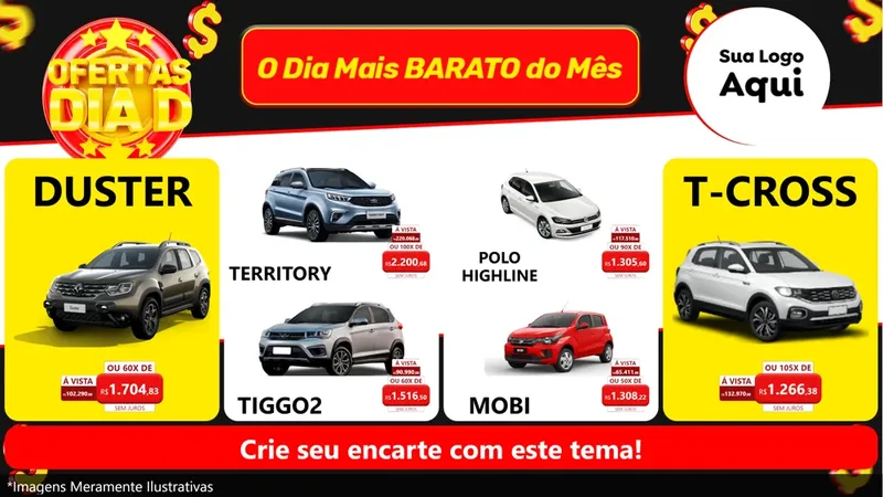 Modelo de TV para TV Horizontal com o tema Dia D para Concessionaria de Carros