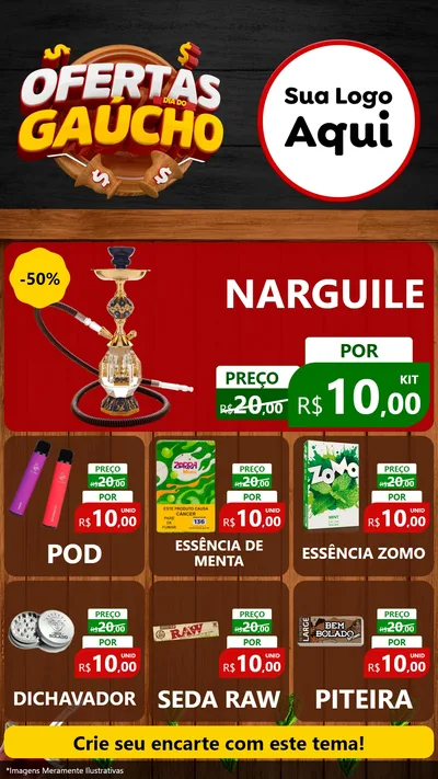 Modelo de Rede Social para Stories com o tema Ofertas Dia do Gaúcho para Tabacaria