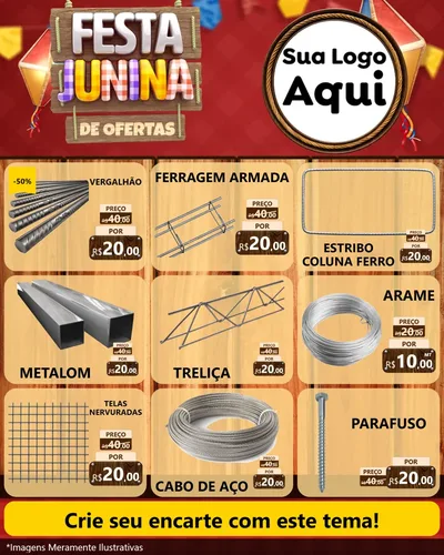 Modelo de Rede Social para Feed Instagram com o tema Festa Junina de Ofertas para Ferragens