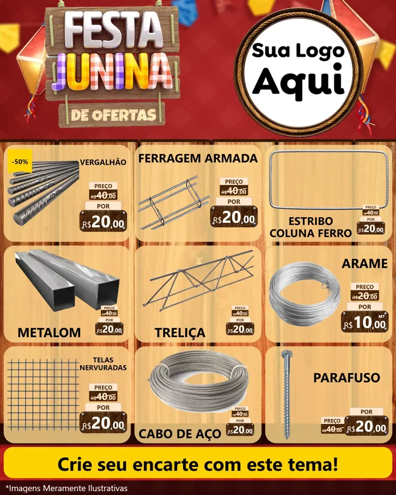 Modelo de Rede Social para Feed Instagram com o tema Festa Junina de Ofertas para Ferragens