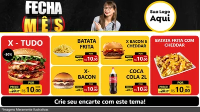 Modelo de TV para TV Horizontal com o tema Fecha Mês para Hamburgueria