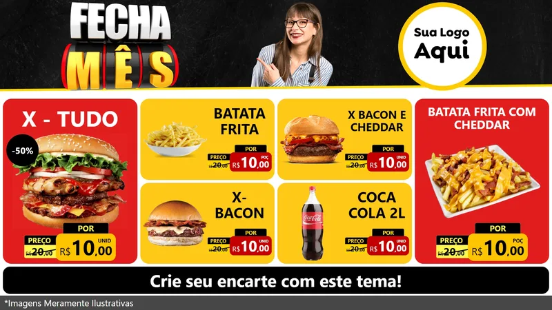 Modelo de TV para TV Horizontal com o tema Fecha Mês para Hamburgueria