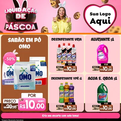 Modelo de Rede Social para Feed Facebook com o tema Liquidação de Páscoa para Produtos de Limpeza