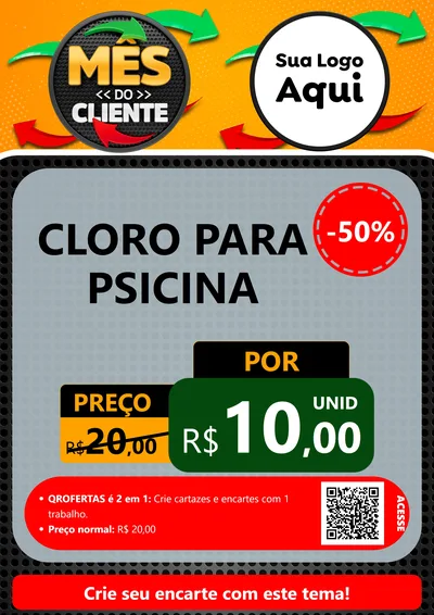 Modelo de Cartaz para Cartaz A4 Vertical com o tema Mês do Cliente para Produtos para Piscina