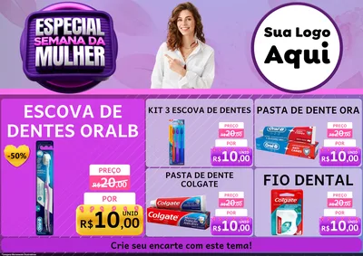 Modelo de Encarte para Encarte A4 Horizontal com o tema Especial Semana da Mulher para Higiene Pessoal