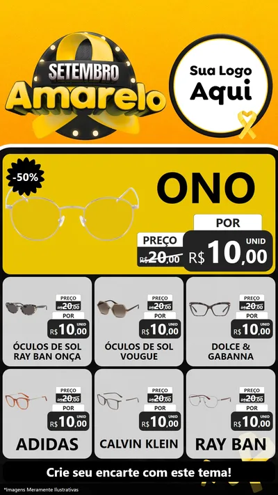 Modelo de Rede Social para Stories com o tema Setembro Amarelo para Óticas