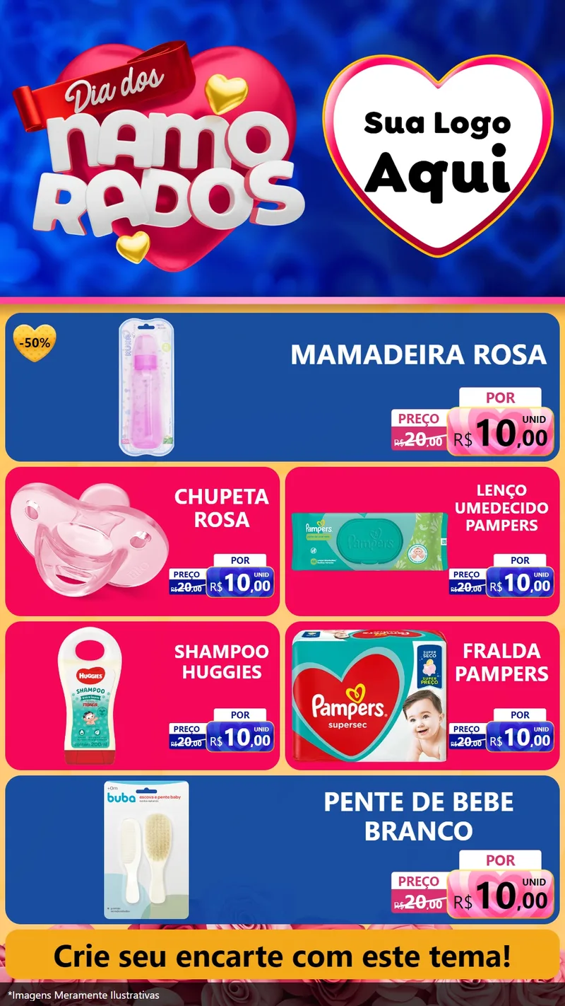 Modelo de TV para TV Vertical com o tema Dia dos namorados para Bebês