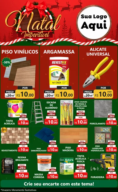 Modelo de Encarte para Encarte Grande com o tema Natal Imperdível para Material para Construção