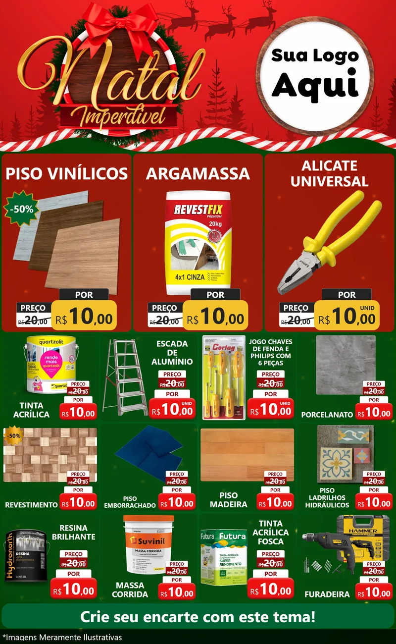 Modelo de Encarte para Encarte Grande com o tema Natal Imperdível para Material para Construção