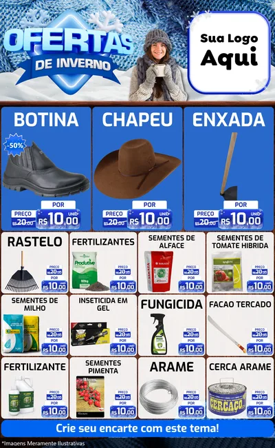 Modelo de Encarte para Encarte Grande com o tema Ofertas de Inverno para Agropecuária