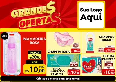 Modelo de Encarte para Encarte A4 Horizontal com o tema Grandes Ofertas para Bebês
