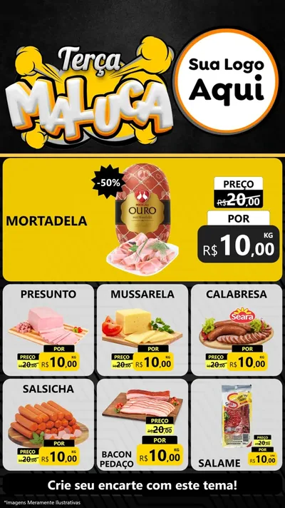 Modelo de Rede Social para Stories com o tema Terça Maluca para Frios e Laticínios