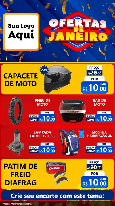 Modelo de TV para TV Vertical com o tema Ofertas de Janeiro para Moto peças