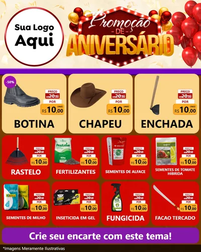 Modelo de Rede Social para Feed Instagram com o tema Promoção de Aniversário para Agropecuária
