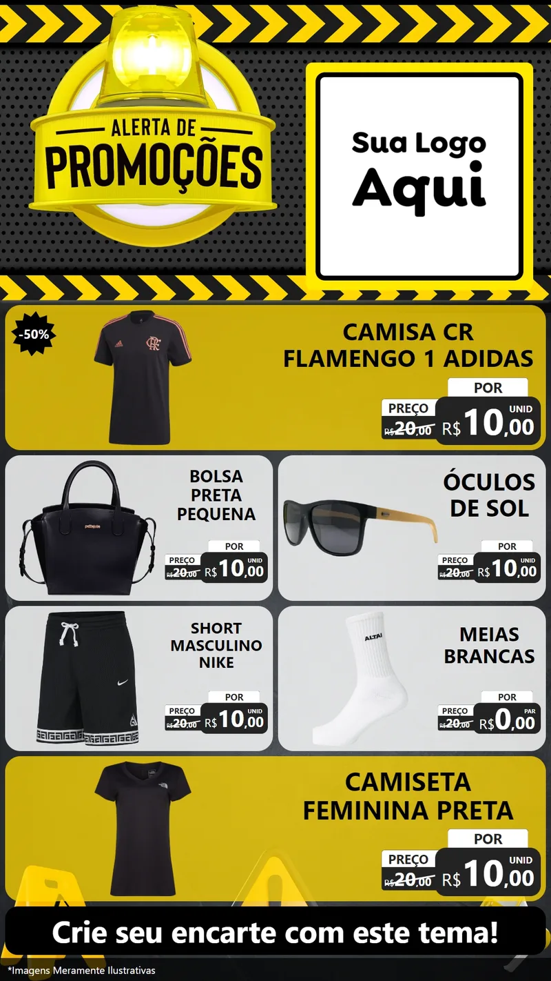 Modelo de TV para TV Vertical com o tema Alerta de Promoções para Roupas e acessórios