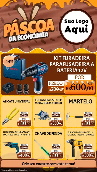Modelo de Rede Social para Stories com o tema Páscoa da Economia para Maquinas e Ferramentas