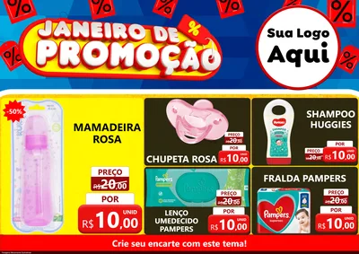 Modelo de Encarte para Encarte A4 Horizontal com o tema Janeiro de Promoção para Bebês