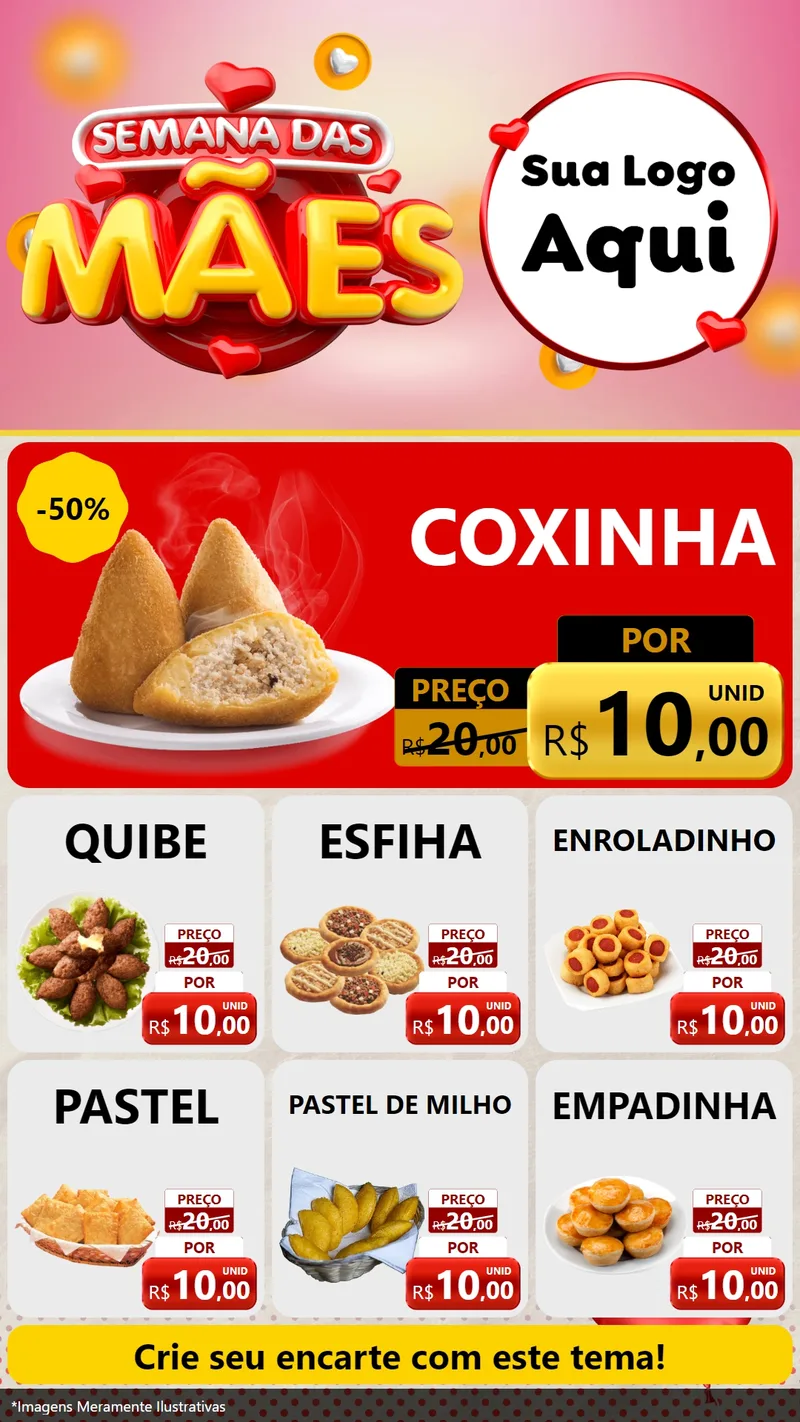 Modelo de Rede Social para Stories com o tema Semana das Mães para Salgadaria