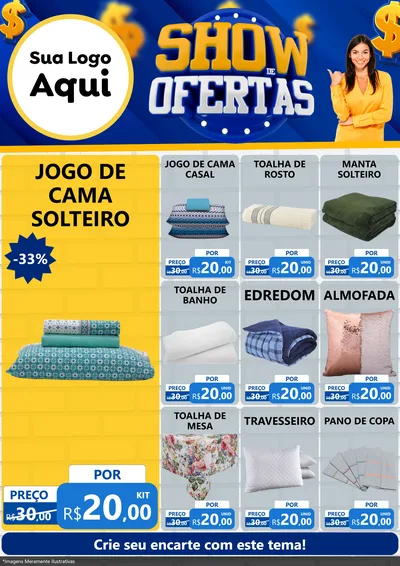 Modelo de Encarte para Encarte A4 Vertical com o tema Show de Ofertas para Cama, Mesa e Banho