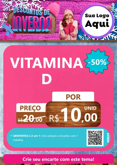 Modelo de Cartaz para Cartaz A4 Vertical com o tema Descontos de Inverno para Farmácia
