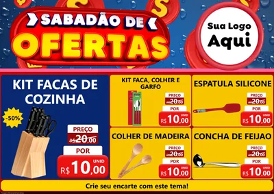 Modelo de Encarte para Encarte A4 Horizontal com o tema Sabadão de Ofertas para Utilidades Domésticas