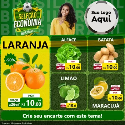 Modelo de Rede Social para Feed Facebook com o tema Seleção de Economia - Copa para Hortifrúti