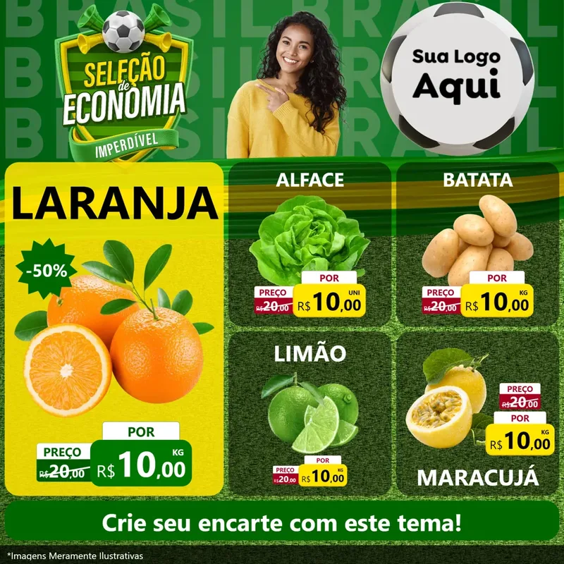 Modelo de Rede Social para Feed Facebook com o tema Seleção de Economia - Copa para Hortifrúti