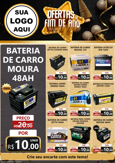 Modelo de Encarte para Encarte A4 Vertical com o tema Ofertas de Fim de Ano para Baterias Elétricas