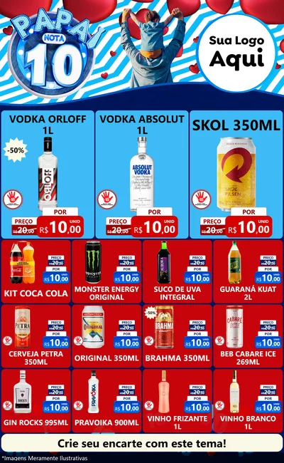 Modelo de Encarte para Encarte Grande com o tema Papai Nota 10 para Distribuidora de bebidas