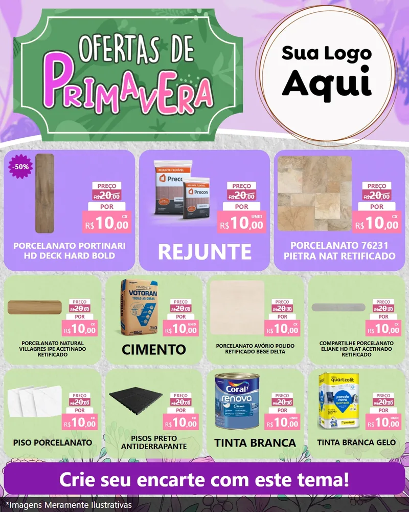 Modelo de Rede Social para Feed Instagram com o tema Ofertas de Primavera para Pisos e revestimentos