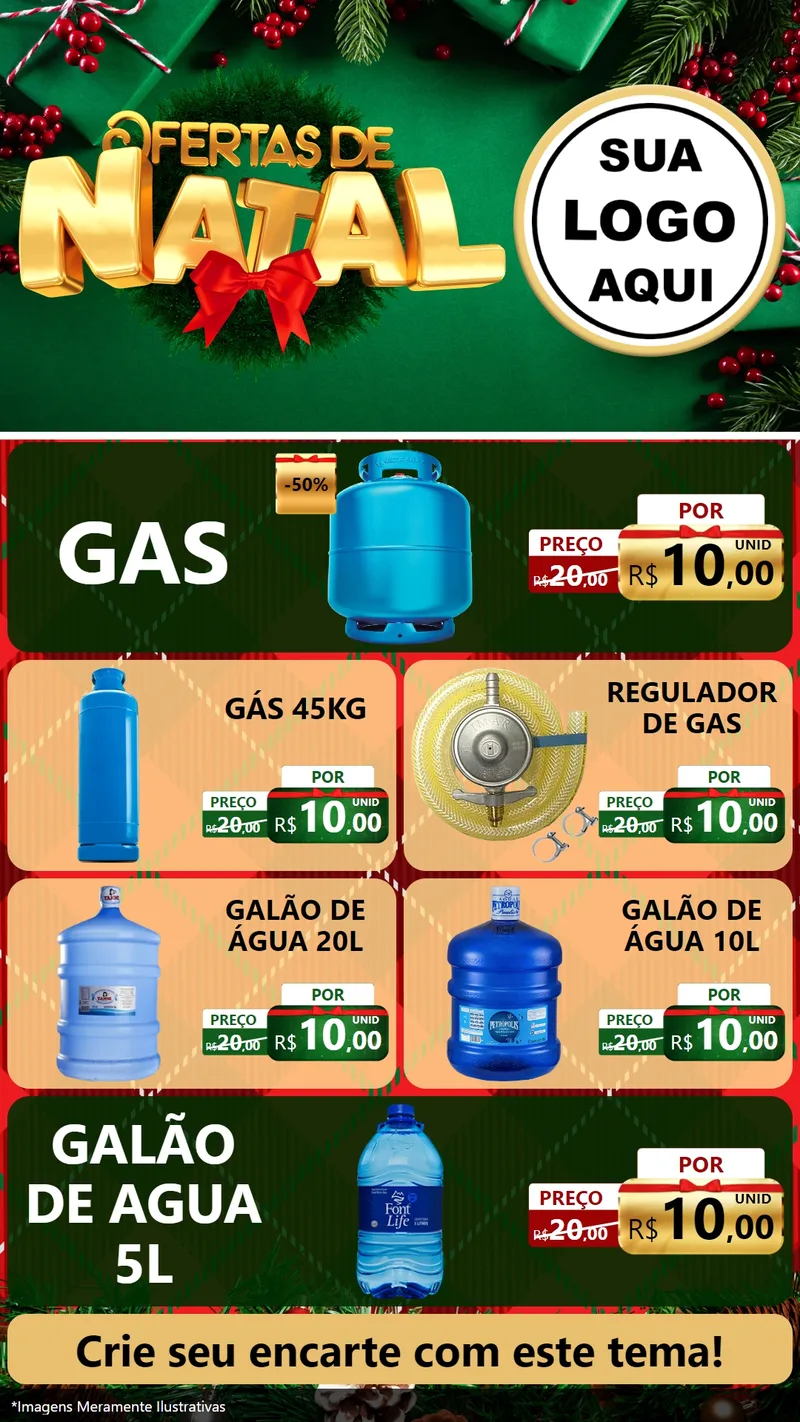 Modelo de TV para TV Vertical com o tema Ofertas de Natal para Água e gás