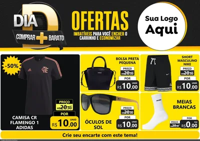 Modelo de Encarte para Encarte A4 Horizontal com o tema Dia D Mais Economia para Roupas e acessórios