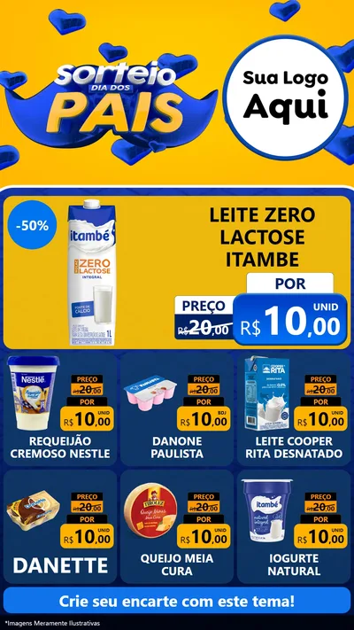 Modelo de Rede Social para Stories com o tema Sorteio Dia dos Pais para Frios e Laticínios