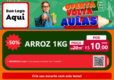 Modelo de Cartaz para Cartaz A4 Horizontal com o tema Oferta Volta Às Aulas para Supermercado