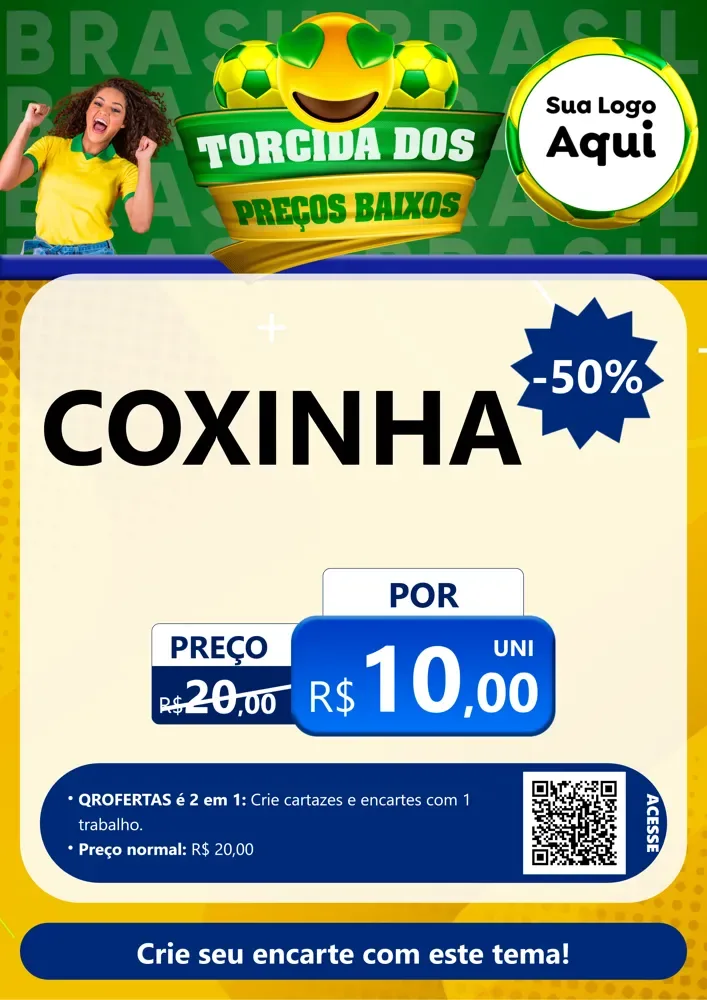 Modelo de Cartaz para Cartaz A4 Vertical com o tema Torcida dos Preços Baixos - Copa para Salgadaria