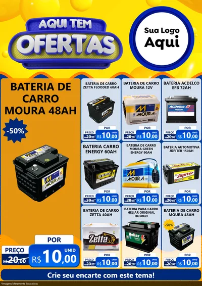 Modelo de Encarte para Encarte A4 Vertical com o tema Aqui Tem Ofertas para Baterias Elétricas
