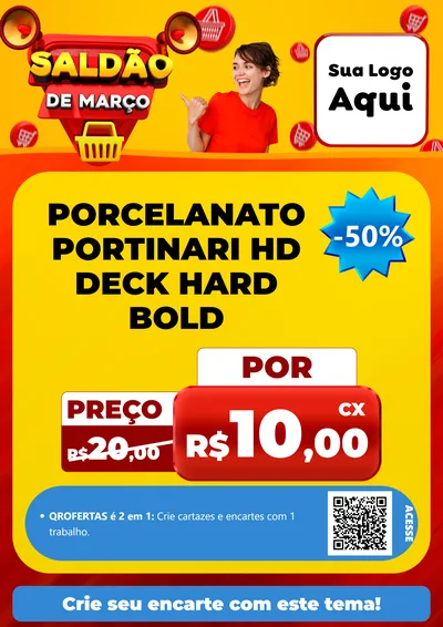 Modelo de Cartaz para Cartaz A4 Vertical com o tema Saldão de Março para Pisos e revestimentos