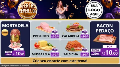 Modelo de TV para TV Horizontal com o tema Ofertas de Réveillon para Frios e Laticínios