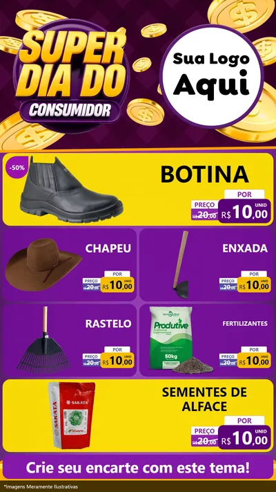 Modelo de TV para TV Vertical com o tema Super Dia do Consumidor para Agropecuária