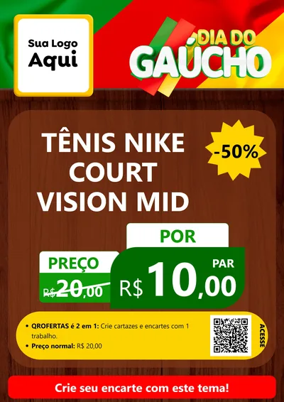 Modelo de Cartaz para Cartaz A4 Vertical com o tema Dia do Gaúcho para Calçados