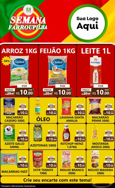 Modelo de Encarte para Encarte Grande com o tema Semana Farroupilha para Supermercado