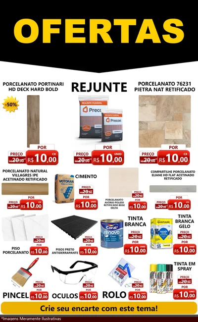 Modelo de Encarte para Encarte Grande com o tema Ofertas Preto e Vermelho Cartaz para Pisos e revestimentos