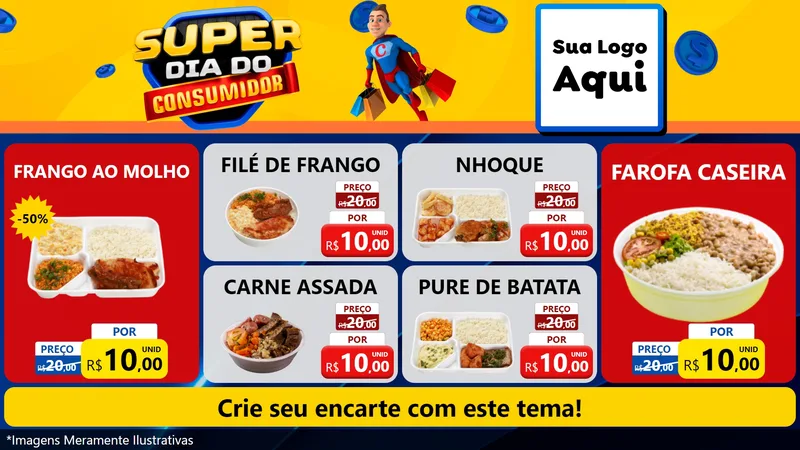 Modelo de TV para TV Horizontal com o tema Super Dia do Consumidor para Restaurante