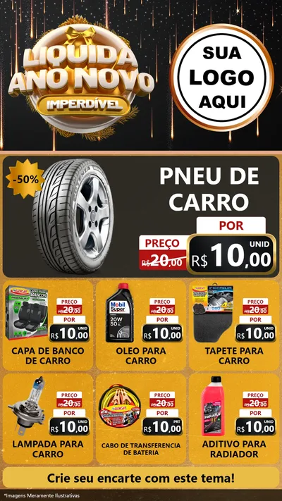 Modelo de Rede Social para Stories com o tema Liquida Ano Novo Imperdível para Auto peças