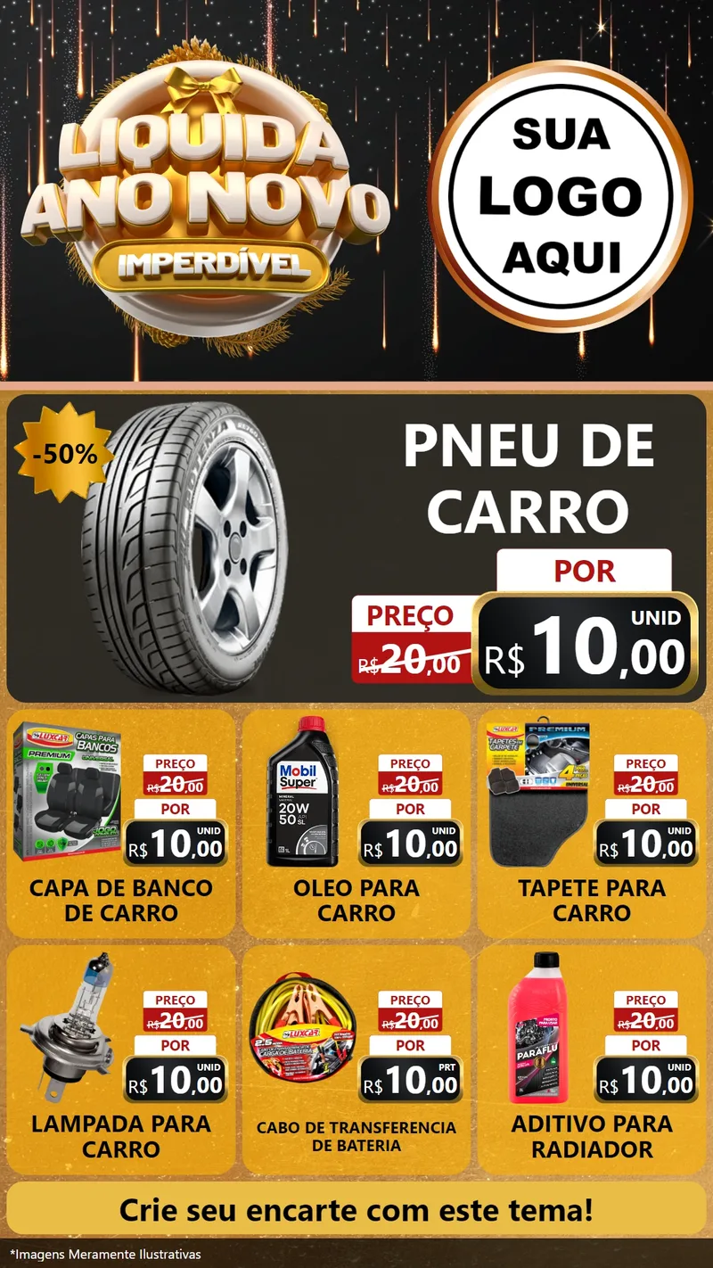 Modelo de Rede Social para Stories com o tema Liquida Ano Novo Imperdível para Auto peças