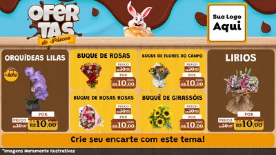 Modelo de TV para TV Horizontal com o tema Ofertas de Páscoa para Floricultura e jardim