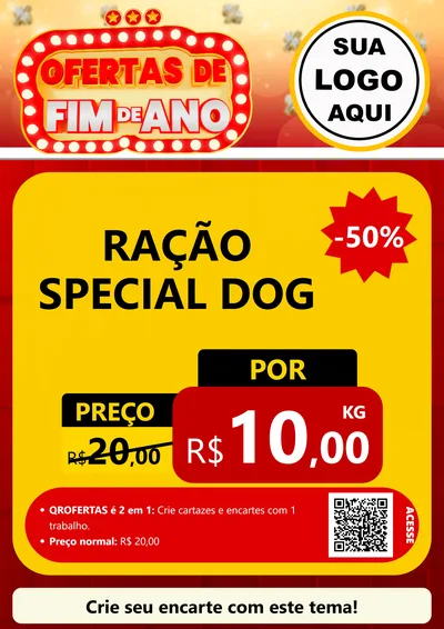 Modelo de Cartaz para Cartaz A4 Vertical com o tema Ofertas de Fim de Ano para Pet Shop