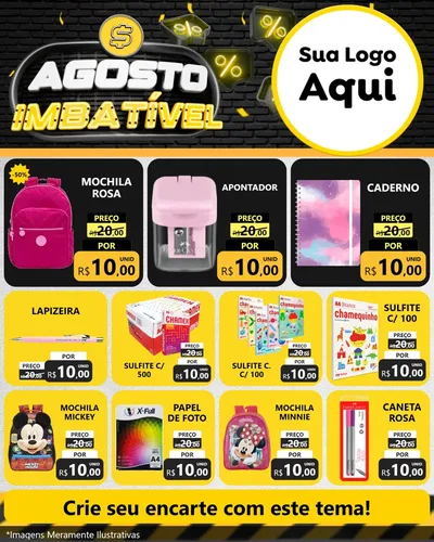 Modelo de Rede Social para Feed Instagram com o tema Agosto Imbatível para Papelaria