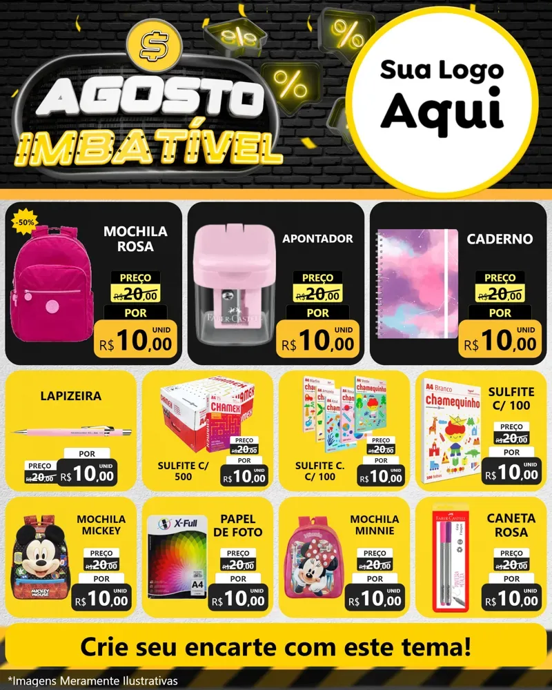 Modelo de Rede Social para Feed Instagram com o tema Agosto Imbatível para Papelaria