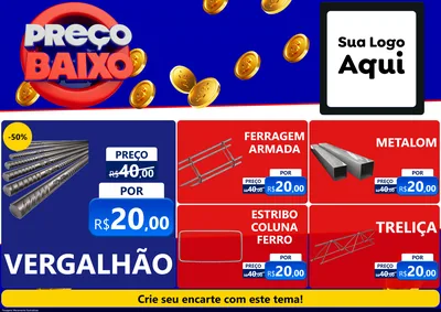 Modelo de Encarte para Encarte A4 Horizontal com o tema Preço Baixo para Ferragens